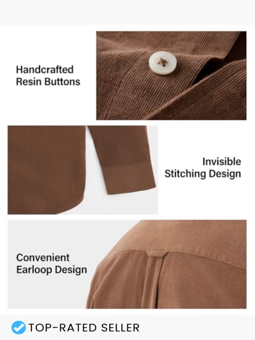 Men's Lightweight Corduroy Button Down Shirt Casual Long Sleeve Western - Picture 5 of 6